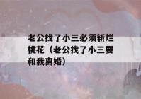 老公找了小三必须斩烂桃花（老公找了小三要和我离婚）