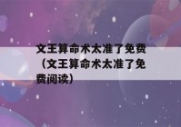 文王看八字术太准了免费（文王看八字术太准了免费阅读）