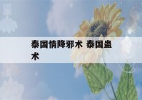 泰国情降邪术 泰国蛊术