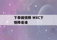 下泰国情降 WXC下情降是谁