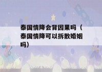 泰国情降会背因果吗（泰国情降可以拆散婚姻吗）