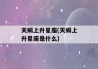 天蝎上升星座(天蝎上升星座是什么)