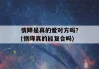 情降是真的爱对方吗？(情降真的能复合吗)