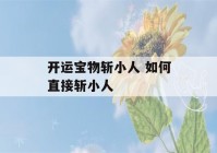 开运宝物斩小人 如何直接斩小人