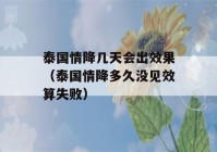 泰国情降几天会出效果（泰国情降多久没见效算失败）