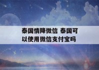 泰国情降微信 泰国可以使用微信支付宝吗