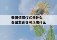 泰国情降仪式是什么 泰国龙莲寺可以求什么