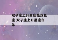 双子座上升星座是双鱼座 双子座上升星座白羊