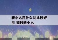 斩小人用什么剑比较好用 如何斩小人