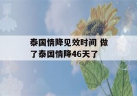 泰国情降见效时间 做了泰国情降46天了