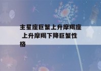 主星座巨蟹上升摩羯座 上升摩羯下降巨蟹性格