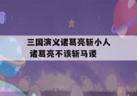 三国演义诸葛亮斩小人 诸葛亮不该斩马谡