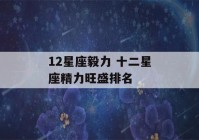 12星座毅力 十二星座精力旺盛排名