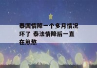 泰国情降一个多月情况坏了 泰法情降后一直在煎熬