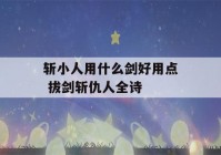 斩小人用什么剑好用点 拔剑斩仇人全诗