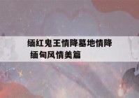 缅红鬼王情降墓地情降 缅甸风情美篇