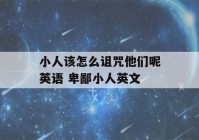 小人该怎么诅咒他们呢英语 卑鄙小人英文