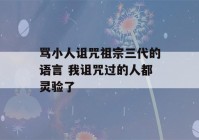 骂小人诅咒祖宗三代的语言 我诅咒过的人都灵验了