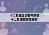 十二星座全部各项排名 十二星座纯洁度排行