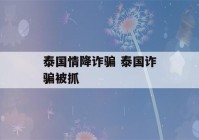 泰国情降诈骗 泰国诈骗被抓