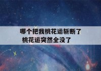 哪个把我桃花运斩断了 桃花运突然全没了