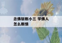 念佛斩断小三 学佛人怎么断情