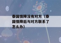 泰国情降没有对方（泰国情降后与对方联系了怎么办）