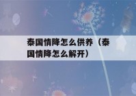 泰国情降怎么供养（泰国情降怎么解开）