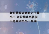 斩钉截铁证明自己不是小三 老公承认出轨但不愿意说出小三是谁