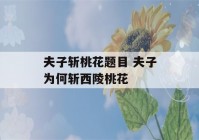 夫子斩桃花题目 夫子为何斩西陵桃花