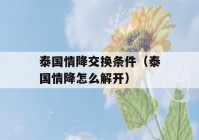 泰国情降交换条件（泰国情降怎么解开）