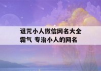 诅咒小人微信网名大全霸气 专治小人的网名