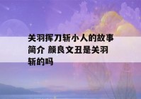 关羽挥刀斩小人的故事简介 颜良文丑是关羽斩的吗