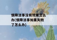 情降法事没有效果怎么办(情降法事如果失败了怎么办)