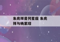 朱兆祥是何星座 朱兆祥与杨紫琼