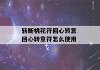 斩断桃花符回心转意 回心转意符怎么使用