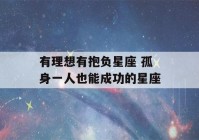 有理想有抱负星座 孤身一人也能成功的星座