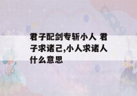 君子配剑专斩小人 君子求诸己,小人求诸人什么意思