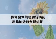 做和合术发现要斩桃花 出马仙做和合斩桃花