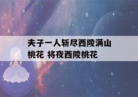 夫子一人斩尽西陵满山桃花 将夜西陵桃花