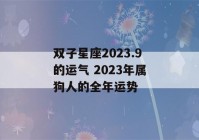 双子星座2023.9的运气 2023年属狗人的全年运势