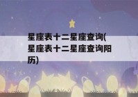 星座表十二星座查询(星座表十二星座查询阳历)