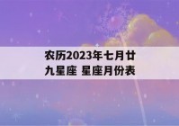 农历2023年七月廿九星座 星座月份表