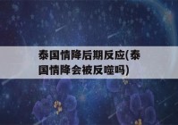 泰国情降后期反应(泰国情降会被反噬吗)