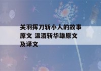 关羽挥刀斩小人的故事原文 温酒斩华雄原文及译文