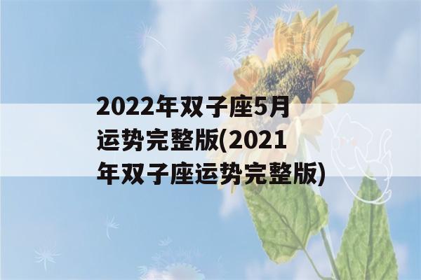 2022年双子座5月运势完整版(2021年双子座运势完整版)