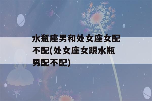 水瓶座男和处女座女配不配(处女座女跟水瓶男配不配)