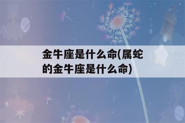 金牛座是什么命(属蛇的金牛座是什么命)