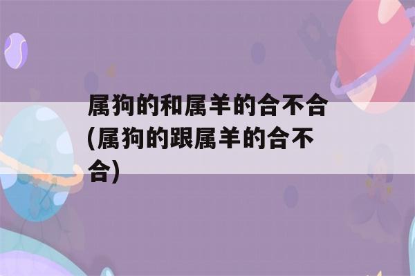 属狗的和属羊的合不合(属狗的跟属羊的合不合)