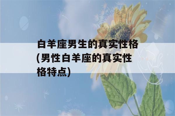 白羊座男生的真实性格(男性白羊座的真实性格特点)